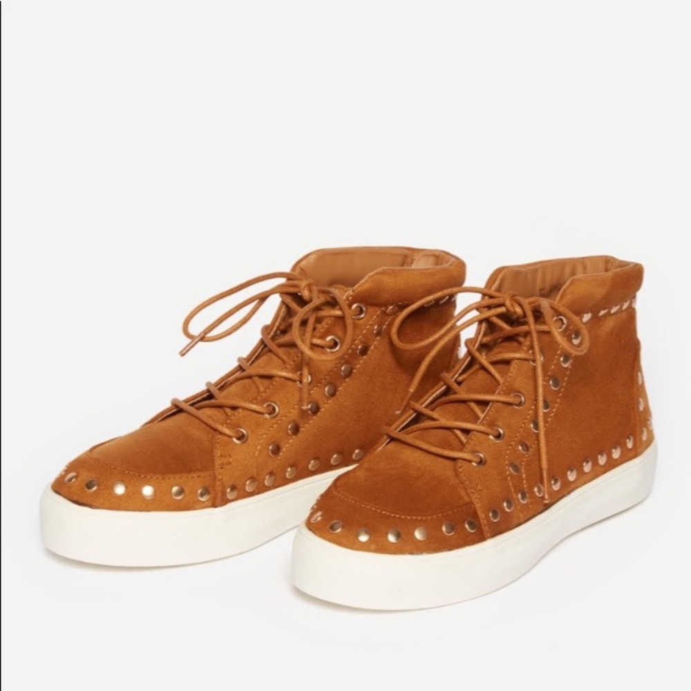 Studded Lace Up High Tops Booties Sneakers  38